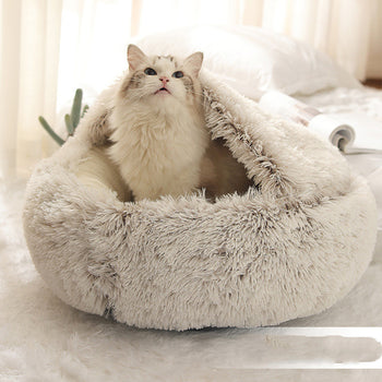 "Cuddle Comfort: Plush Pet Cat Bed for Ultimate Kitty Relaxation"